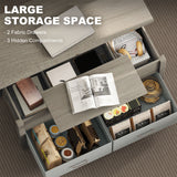 Lift Top Coffee Table, Center Table with 3 Hidden Compartments, 2 Fabric Drawers