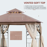 10'x10' Soft-top Steel Patio Gazebo Outdoor Sun Shelter with 2-Tier Polyester Roof
