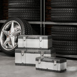 3 Pieces Tool Box Set, Stainless Steel Toolbox with Tray