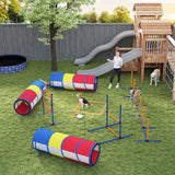 Dog Agility Training Equipment, 11-Piece Dog Obstacle Course with Adjustable Hurdle & Ring, 3 Tunnels