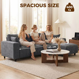 Sectional Couch with Integrated Seat, 3 Seater L-Shaped Sofa with Changeable Chaise