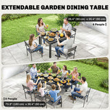 Aluminum Expandable Outdoor Dining Table with Tempered Glass Tabletop and Aluminum Frame