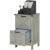 Vertical Filing Cabinet with 2 Drawers, Rustic Farmhouse Office Storage Cabinet for A4, Letter Size