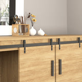 Mini Sliding Barn Door Hardware Kit for Double Doors, TV Stands, Fit 17.7
