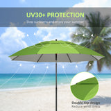 6.6ft Arched Beach Umbrella, Angle Adjustable Patio Umbrella with Steel Frame