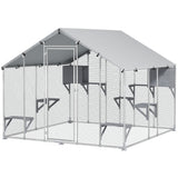 Grand meuble de catio en métal pour l'extérieur de 94,5 po avec housse imperméable, 2 boîtes de repos, 7 plateformes