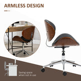 Office Chair, Faux Leather and Bentwood Computer Desk Chair with 360 Degree Swivel Wheels, Adjustable Height and Curved Seat