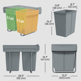 Pull Out Trash Can Under Cabinet, 10.6 Gallon (40L) Slide Out Garbage Can with 2 Removable Compartments