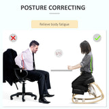 Ergonomic Kneeling Chair, Wood Kneel Stool with Thick Pads, Desk Knee Chair