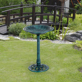 27'' Bird Bath Outdoor Resin Decor with Fleur De Lis Pattern