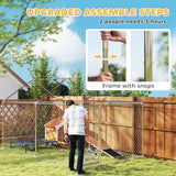 Outdoor Dog Run with Adjustable & Rotatable Bowls, Escape-Proof Lock, 13.1' x 7.5' x 7.5'
