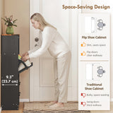 Shoe Cabinet with 2 Flip Drawers, Narrow Shoe Storage Cabinet