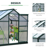 6.2' x 6.3' x 6.6' Clear Polycarbonate Greenhouse Large Walk-In Green House Garden Plants Grow Galvanized Base Aluminium Frame w/ Slide Door