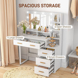 Illuminated Dresssing Table, Drawer and Storage Shelves for Bedroom