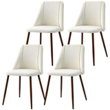 Upholstered Dining Chairs Set of 4, Velvet Accent Chair with Back and Wood-grain Steel Leg for Kitchen
