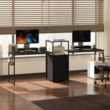 96 Inch Gaming Desk, Dual Computer Desk for 2 Person with Power Outlets and Monitor Stands