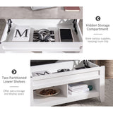 Lift Top Coffee Table with Hidden Storage Compartment and Open Shelves