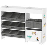 Toy Storage Organizer with 11 Non-Woven Fabric Boxes, Storage Cabinet & Shelves
