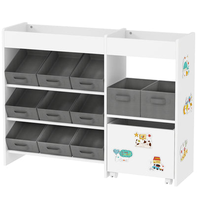 Toy Storage Organizer with 11 Non-Woven Fabric Boxes, Storage Cabinet & Shelves