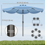 9' x 9' Round Market Umbrella with Valance, Patio Umbrella with Tilt and Crank