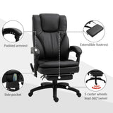 Office Chair High Back 6-Point Vibration Massage Reclining 360° Swivel Height Adjustable with Retractable Footrest