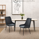 Chaises de cuisine rembourrées, lot de 2 chaises de salle à manger modernes avec capitonnage en losange et pieds en acier pour salle à manger