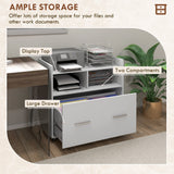 Mobile Filing Cabinet, Rolling File Cabinet with Drawer and Adjustable Hanging Bar for Letter, A4 and Legal Size