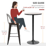 Round Bar Table 41 Inch Height, Industrial High Bistro Table with Metal Base and Elm Wood Top