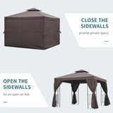 10' x 10' Patio Gazebo Outdoor, Canopy Shelter with Double-tier Roof