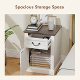 Side Table Set of 2, End Tables with Drawer and Cabinet, Nightstands for Small Spaces