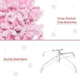 5 FT Snow Flocked Artificial Christmas Tree, Auto Open and Steel Base