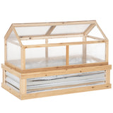 Kit de lit de fleurs de jardin surélevé avec serre, bac à plantes châssis froid en bois avec toit ouvert, 48