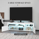 Meuble TV moderne avec rangement et éclairage LED pour téléviseurs jusqu'à 55 po, armoire TV avec compartiments ouverts