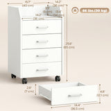 4-Drawer Vertical Mobile Filing Cabinet, File Cabinet with Lockable Wheels for Home Office