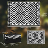 Outdoor Rug Carpet Reversible Plastic Straw Rug with LED Lights 12' x 9'
