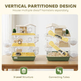Large Hamster Cage, 3 Tiers Acrylic Hamster Habitat with Water Bottles, Running Wheel for Pet Mice