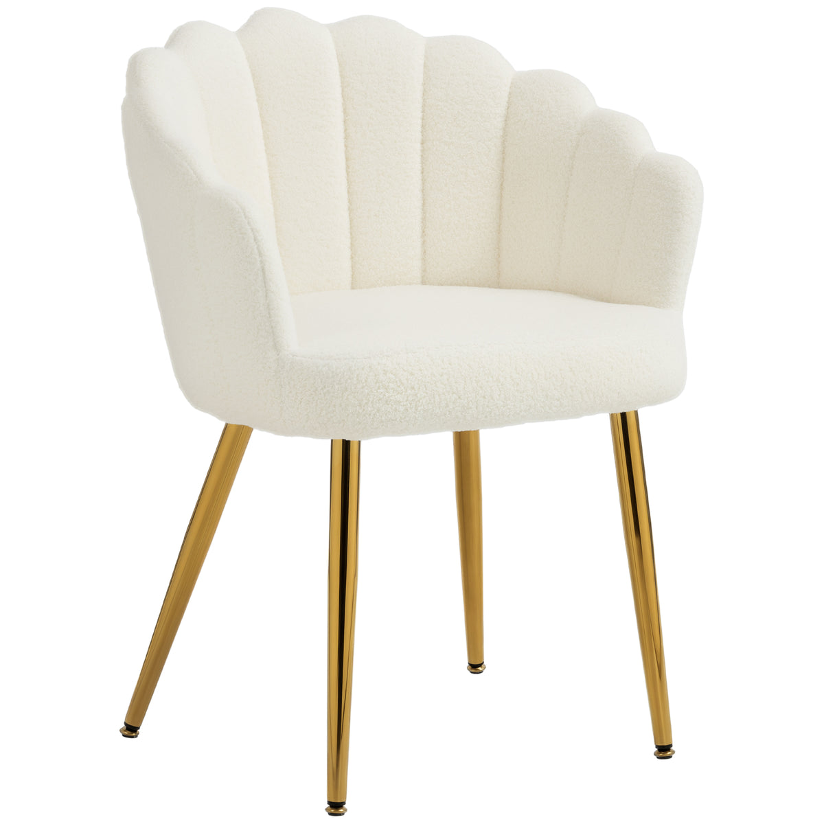 Fauteuil d'accent design dossier pétale, fauteuil de salon moderne avec pieds métalliques
