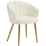 Fauteuil d'accent design dossier pétale, fauteuil de salon moderne avec pieds métalliques
