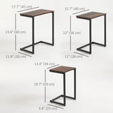 Nesting Coffee Table Set of 3, Stackable Rectangular End Tables with Wood-Effect Top, Metal Frame, Industrial & Rustic C-Shaped for Small Space