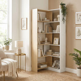Corner Bookshelf, 5-Tier L-Shaped Bookcase with 350° Rotating Design