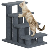 4-Step Multi-Level Carpeted Cat Scratching Post Pet Stairs