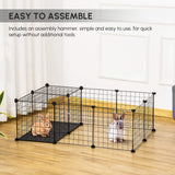 Small Animal Cage with 16 Panels, Portable Metal Wire Pet Fence with Door