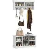 Ensemble porte-manteau et banc à chaussures, banc à chaussures d'entrée avec 8 casiers de rangement, 4 crochets pour couloir