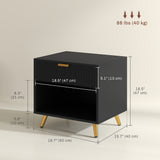Nightstand with Fluted Panel, Bedside Table with Drawer and Open Compartment