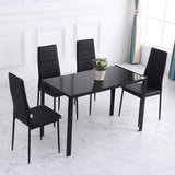 Rectangular Kitchen Table for 4 People, Dining Table with Tabletop Tempered Glass for Dining Room