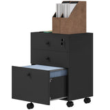 Petit Classeur 3 Tiroirs avec Serrure, Classeur de Rangement de Bureau Vertical avec Roulettes pour Bureau à Domicile