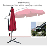 9FT Offset Hanging Patio Umbrella Cantilever Umbrella with Easy Tilt Adjustment, Cross Base and 8 Ribs for Backyard