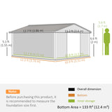 11' x 13'Garden Storage Shed w/ Foundation Kit Metal Tool Storage House w/ Double Doors