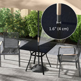 Rectangle Patio Dining Table for 4 People with Steel Legs, Metal Tabletop for Garden