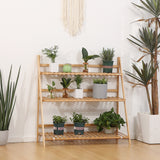 3-Tier Plant Stand, Plant Shelf Rack, Folding Bamboo Display Stand, 98x37x96.5cm